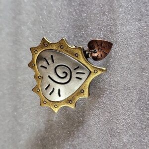 Avon Heart Brooch/Pendant Mixed Metal Copper, Bronze & Silver Tone